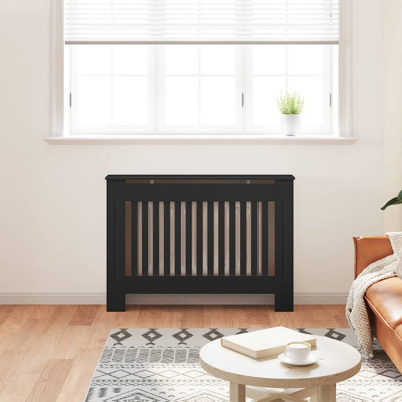 Load image into Gallery viewer, Vidaxl radiatorafdekking 2 pcs zwart 112 x 19 x 81,5cm bewerkt hout

