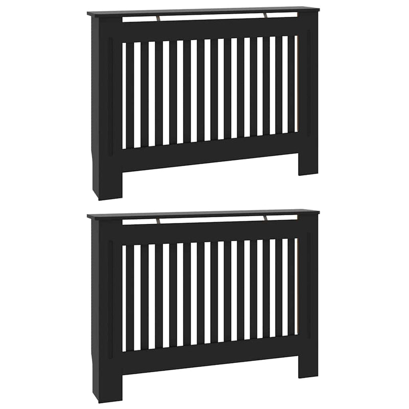 Load image into Gallery viewer, Vidaxl radiatorafdekking 2 pcs zwart 112 x 19 x 81,5cm bewerkt hout
