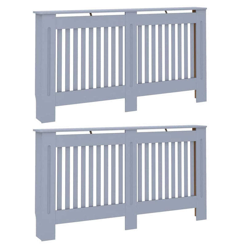 Load image into Gallery viewer, Vidaxl radiatorafdekking 2 pcs grijs 152 x 19 x 81,5cm bewerkt hout
