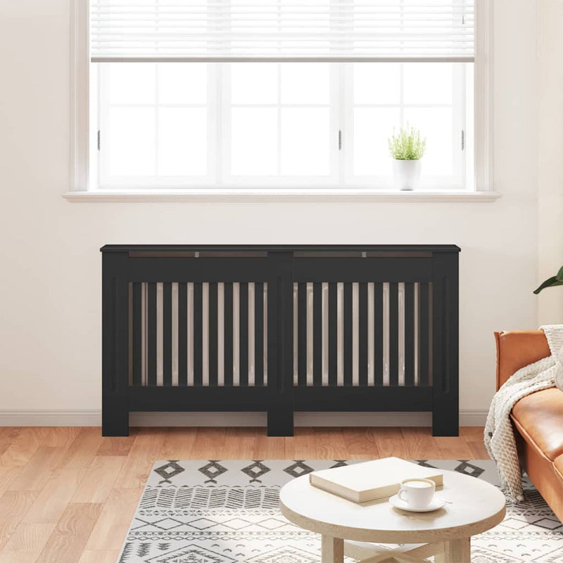 Load image into Gallery viewer, Vidaxl radiatorafdekking 2 pcs zwart 152 x 19 x 81,5cm bewerkt hout
