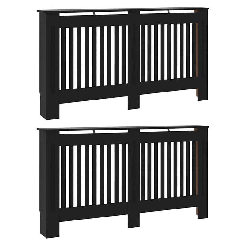 Load image into Gallery viewer, Vidaxl radiatorafdekking 2 pcs zwart 152 x 19 x 81,5cm bewerkt hout
