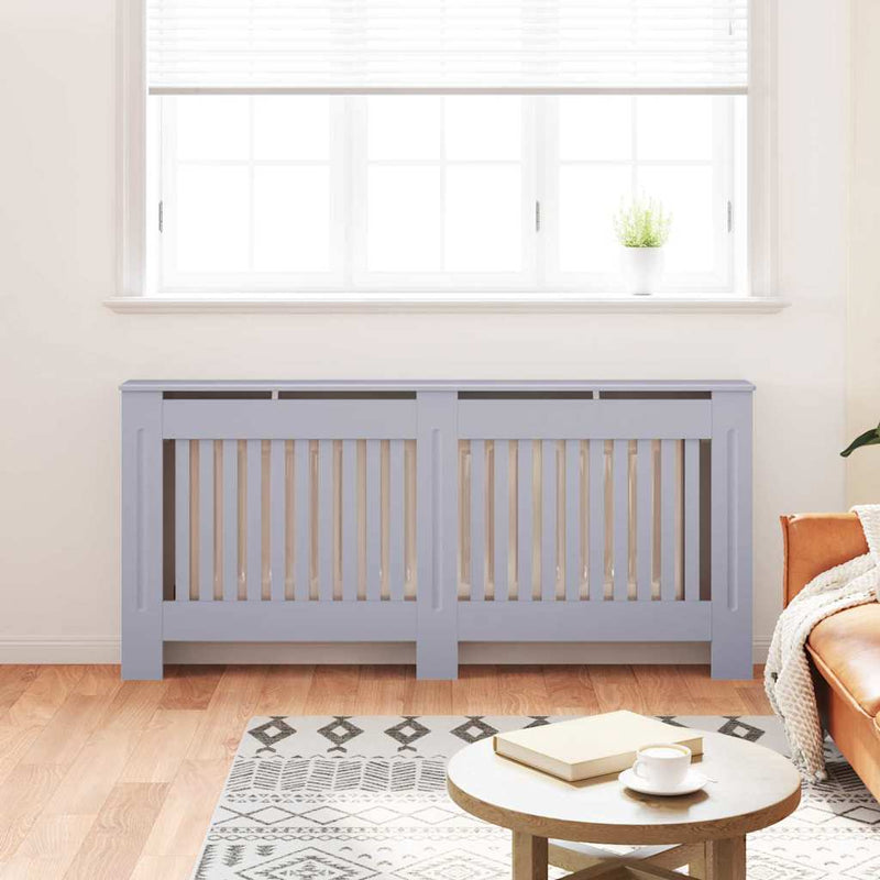 Load image into Gallery viewer, Vidaxl radiatorafdekking 2 pcs grijs 172 x 19 x 81,5 cm bewerkt hout
