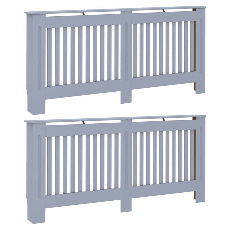 Load image into Gallery viewer, Vidaxl radiatorafdekking 2 pcs grijs 172 x 19 x 81,5 cm bewerkt hout
