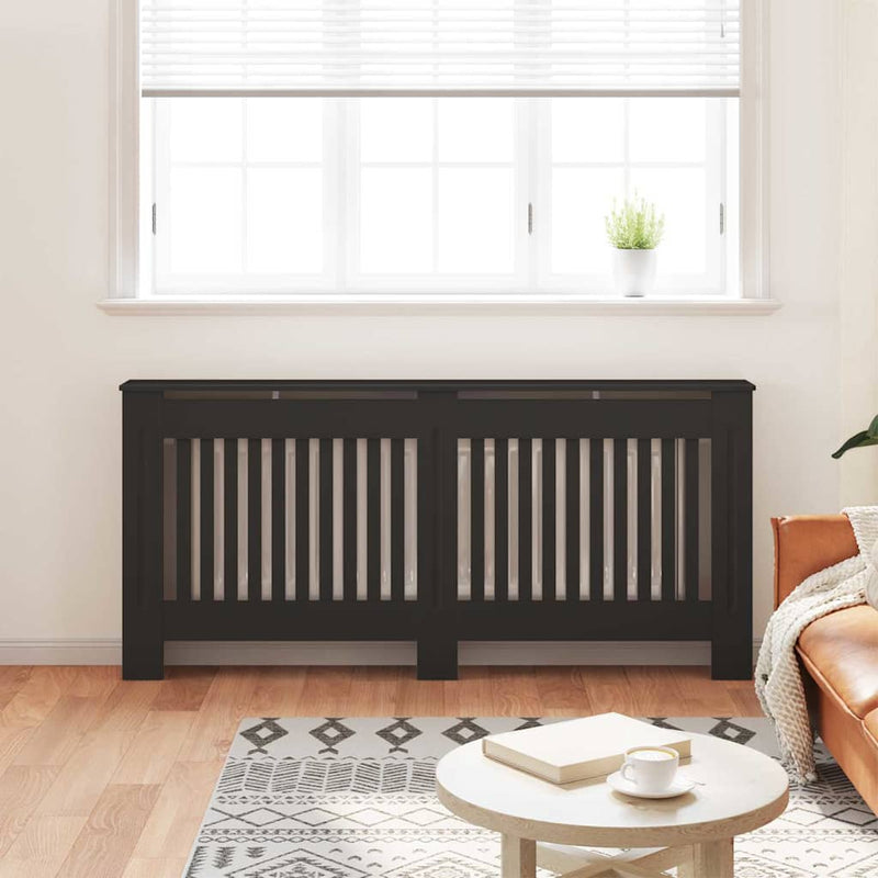 Load image into Gallery viewer, Vidaxl radiatorafdekking 2 pcs zwart 172 x 19 x 81,5 cm bewerkt hout
