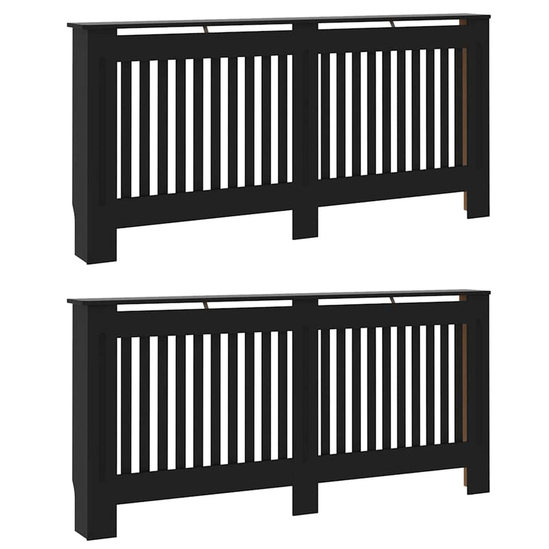 Load image into Gallery viewer, Vidaxl radiatorafdekking 2 pcs zwart 172 x 19 x 81,5 cm bewerkt hout
