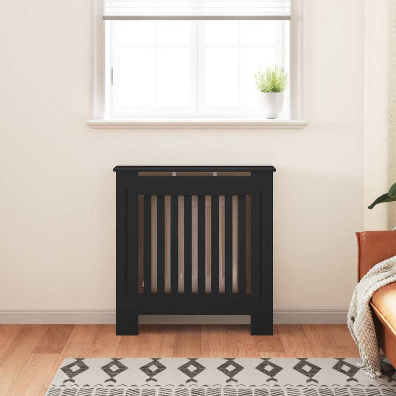 Load image into Gallery viewer, Vidaxl radiatorafdekking zwart 78 x 19 x 81,5cm bewerkt hout
