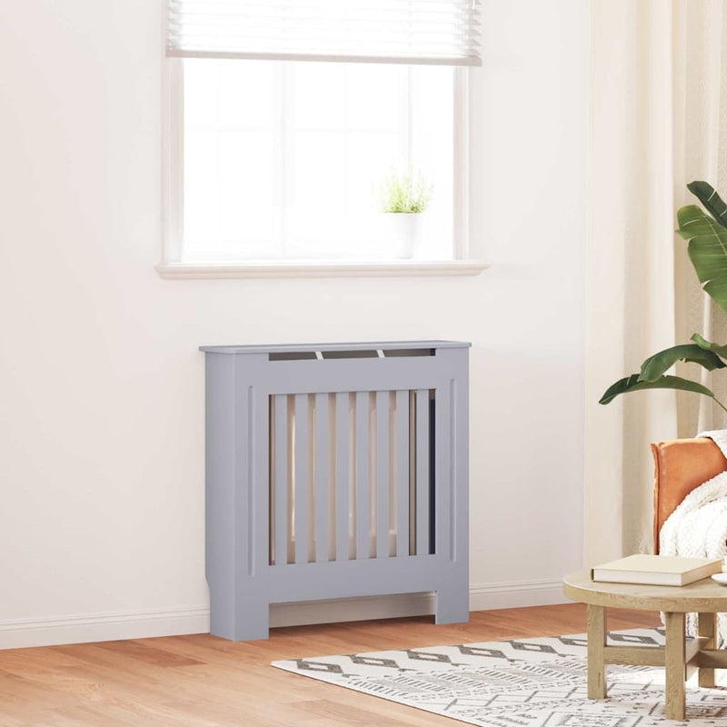 Load image into Gallery viewer, Vidaxl radiatorafdekking grijs 78 x 19 x 81,5cm bewerkt hout
