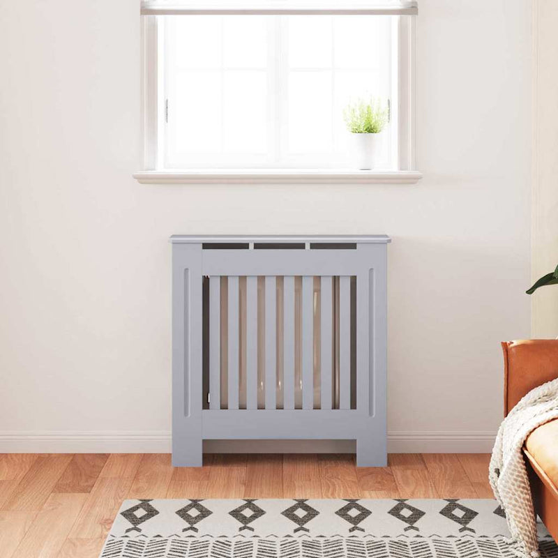 Load image into Gallery viewer, Vidaxl radiatorafdekking grijs 78 x 19 x 81,5cm bewerkt hout
