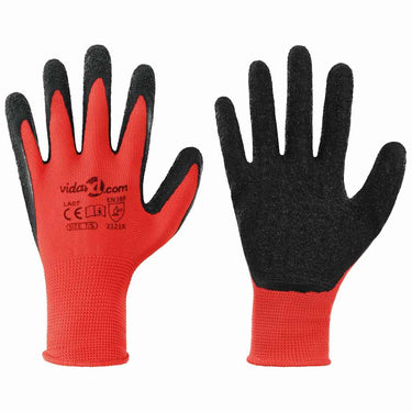 Vidaxl werkhandschoenen 24 pcs rood en zwart 7 s latexcoating