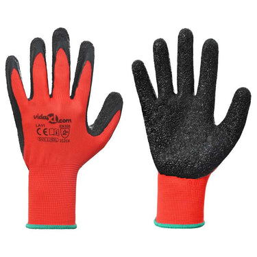 Vidaxl werkhandschoenen 24 pcs rood en zwart 11 xxl latexcoating