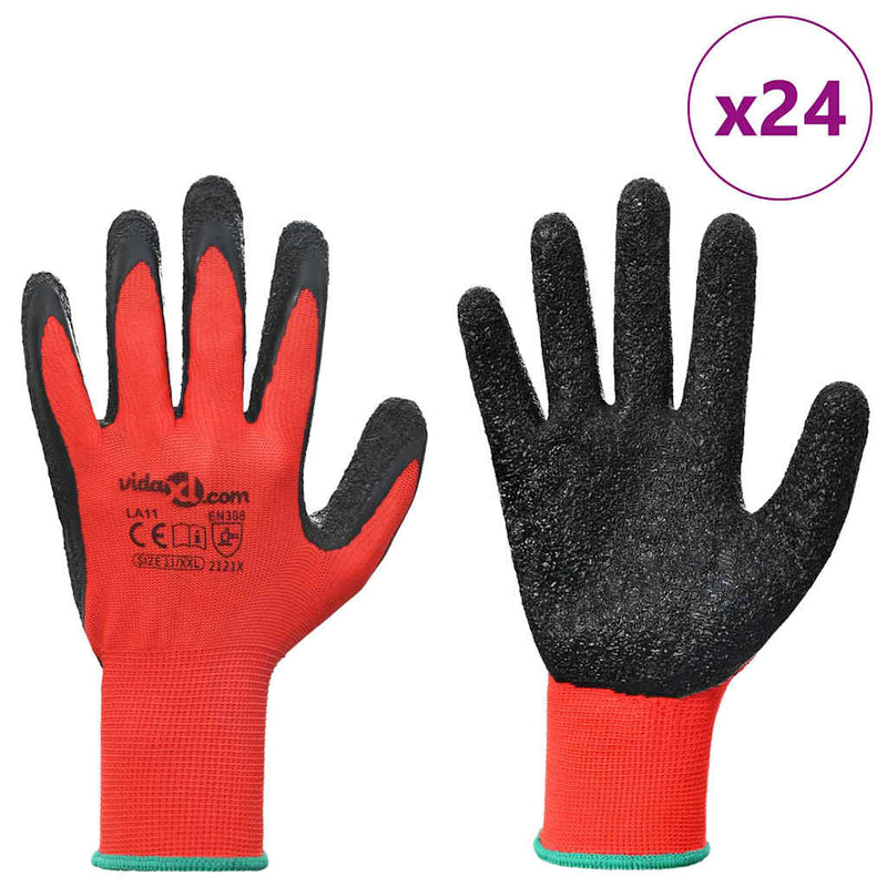 Load image into Gallery viewer, Vidaxl werkhandschoenen 24 pcs rood en zwart 11 xxl latexcoating
