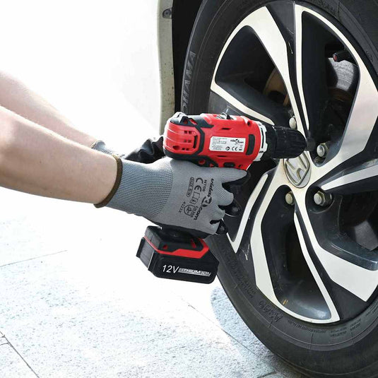 Vidaxl werkhandschoenen 12 pcs grijs en zwart 9 l polyester