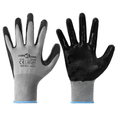 Vidaxl werkhandschoenen 24 pcs grijs en zwart 9 l polyester