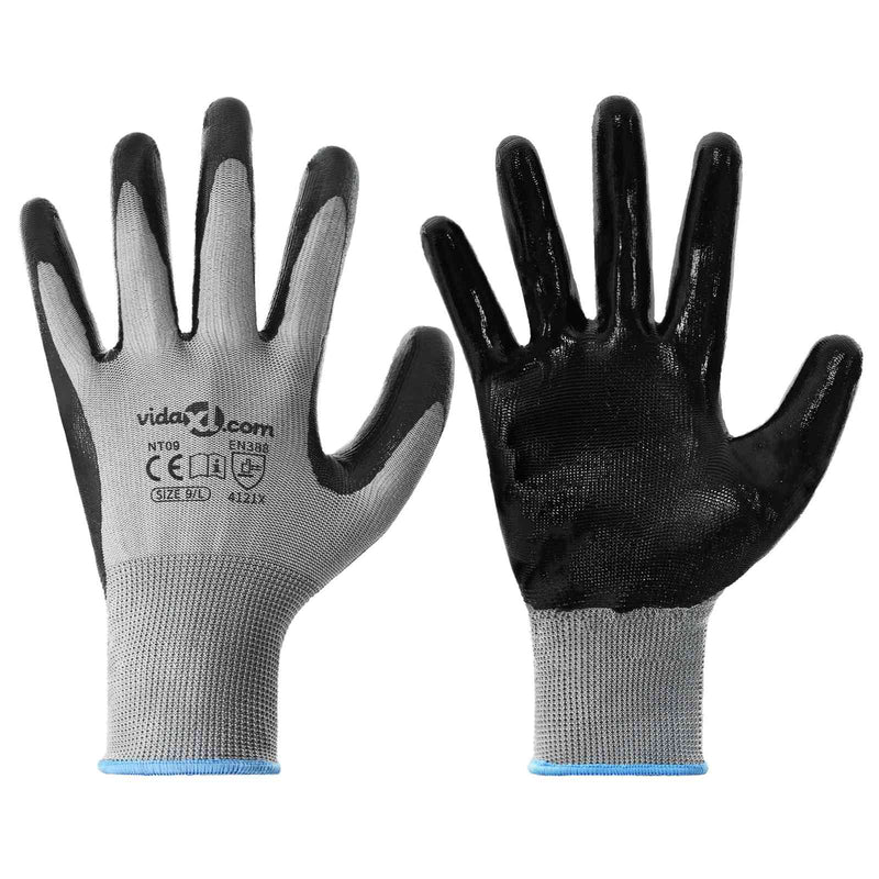 Load image into Gallery viewer, Vidaxl werkhandschoenen 24 pcs grijs en zwart 9 l polyester

