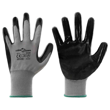 Vidaxl werkhandschoenen 24 pcs grijs en zwart 11 xxl polyester