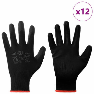 Vidaxl werkhandschoenen 12 pcs zwart 7 s polyester