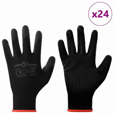 Vidaxl werkhandschoenen 24 pcs zwart 7 s polyester