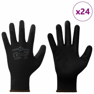 Vidaxl werkhandschoenen 24 pcs zwart 8 m polyester