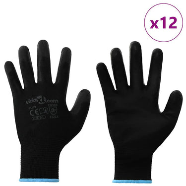 Vidaxl werkhandschoenen 12 pcs zwart 9 l polyester