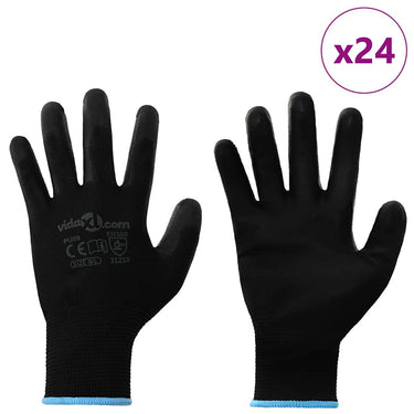 Vidaxl werkhandschoenen 24 pcs zwart 9 l polyester