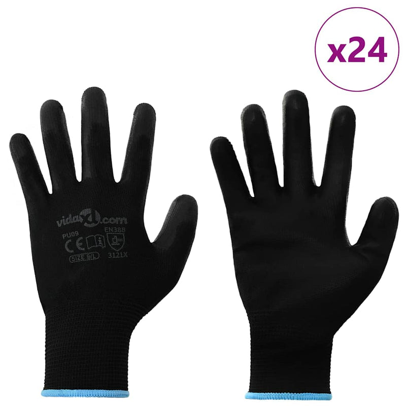 Load image into Gallery viewer, Vidaxl werkhandschoenen 24 pcs zwart 9 l polyester
