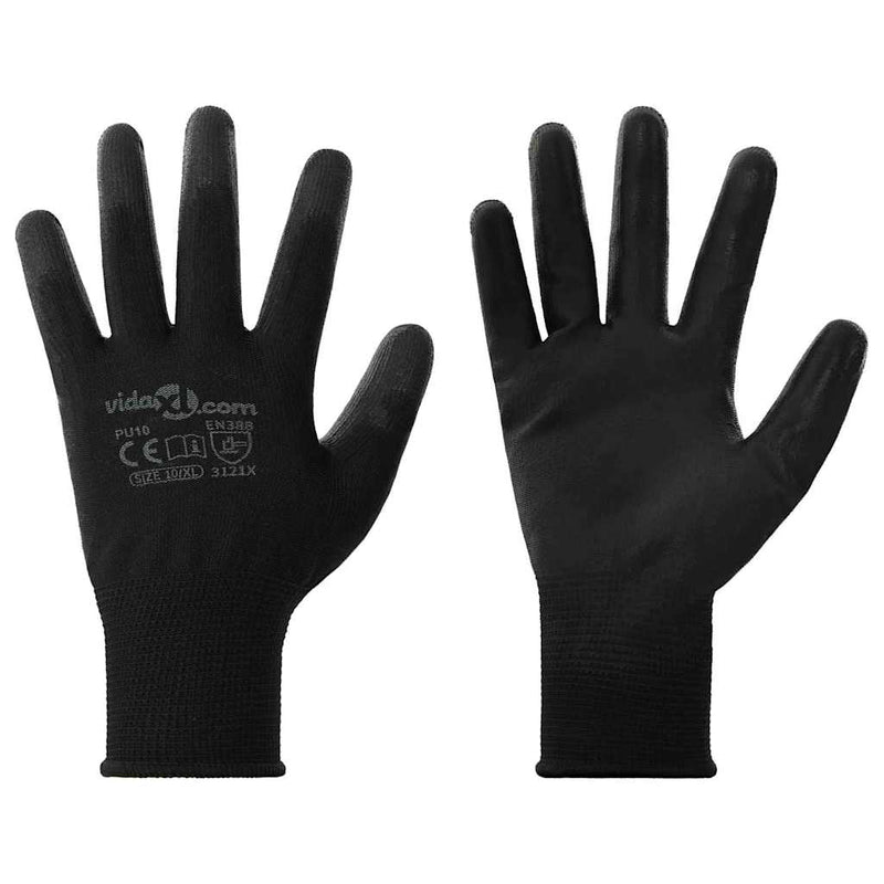 Load image into Gallery viewer, Vidaxl werkhandschoenen 24 pcs zwart 10 xl polyester

