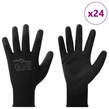 Vidaxl werkhandschoenen 24 pcs zwart 10 xl polyester