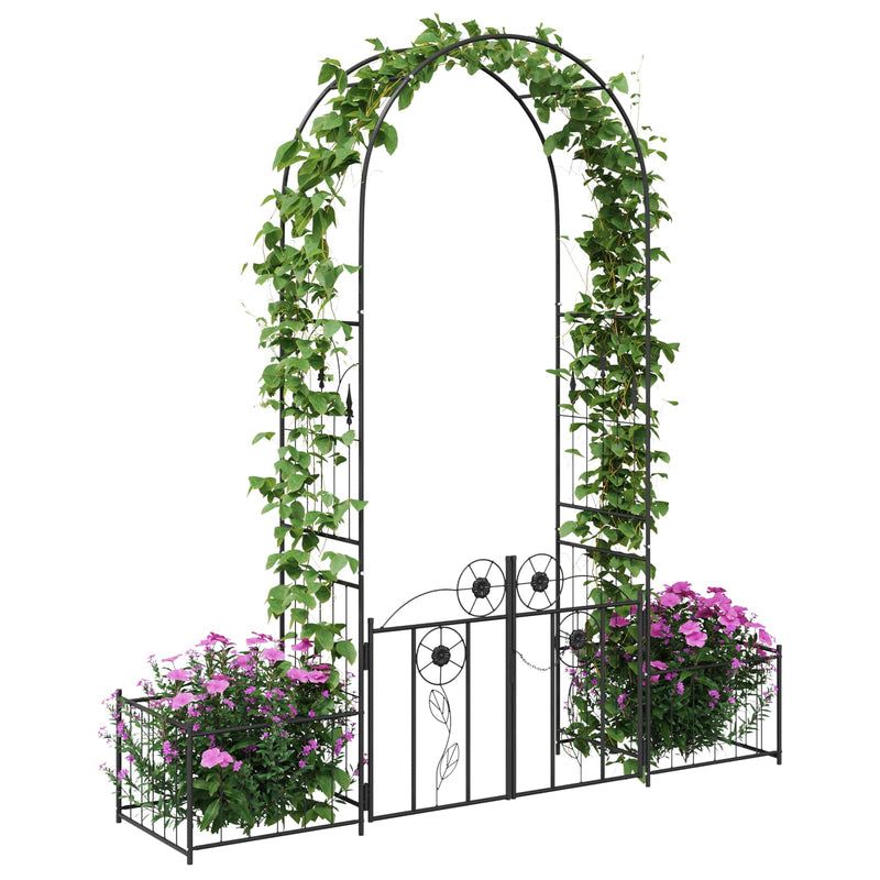 Load image into Gallery viewer, Vidaxl tuin boog met slot zwart 203 x 50 x 218 cm
