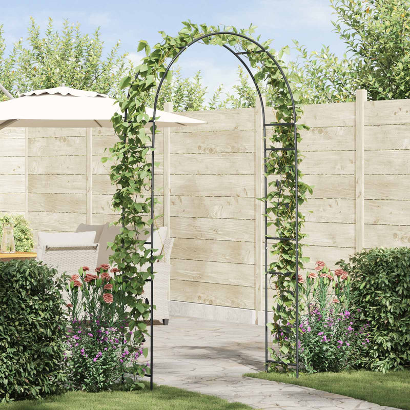 Load image into Gallery viewer, Vidaxl tuin boog bloemen zwart 115 x 37 x 231 cm
