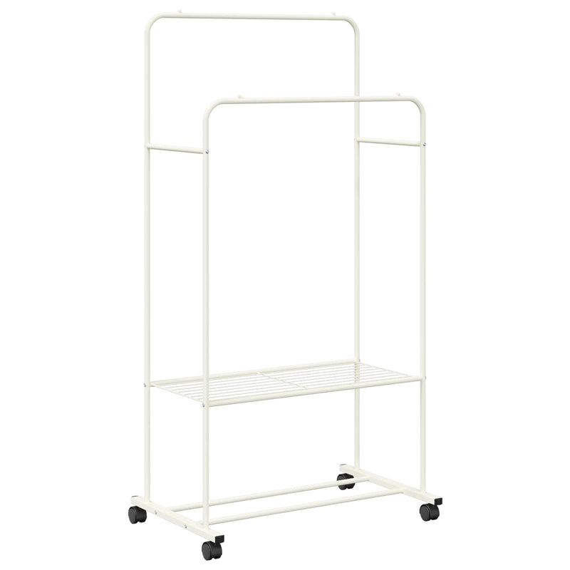 Load image into Gallery viewer, Vidaxl kledingrek met plank met wiel met opslag wit 80 x 53 x 156 cm
