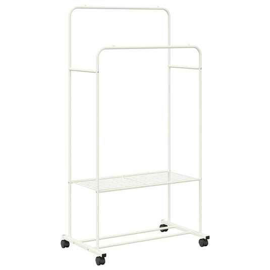 Vidaxl kledingrek met plank met wiel met opslag wit 80 x 53 x 156 cm