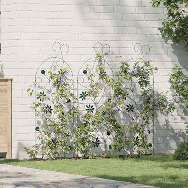 Vidaxl tuinhek 3 pcs groen 112 x 39,5 cm staal