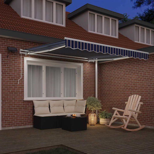 Vidaxl inklapbaar zonnescherm blauw en wit 350 x 250 cm