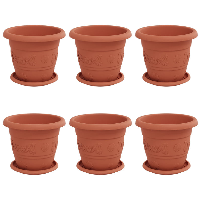 Load image into Gallery viewer, Vidaxl plantenpotten 6 pcs baksteenrood ø 26 x 21.5 cm kunststof

