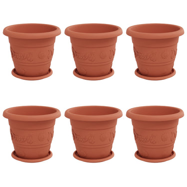 Vidaxl plantenpotten 6 pcs baksteenrood ø 26 x 21.5 cm kunststof