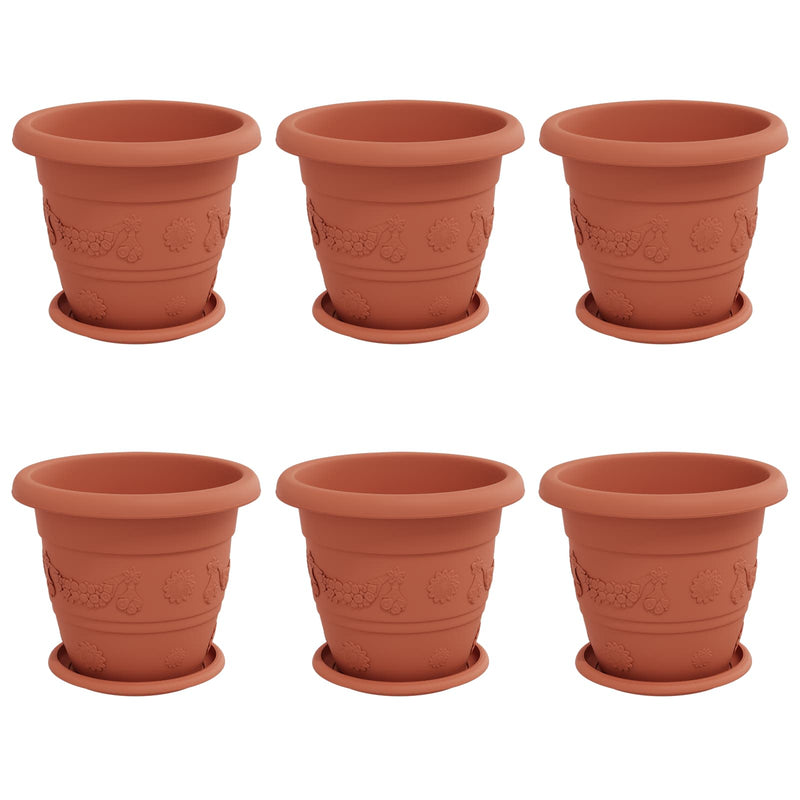 Load image into Gallery viewer, Vidaxl plantenpotten 6 pcs baksteenrood ø 26 x 21.5 cm kunststof
