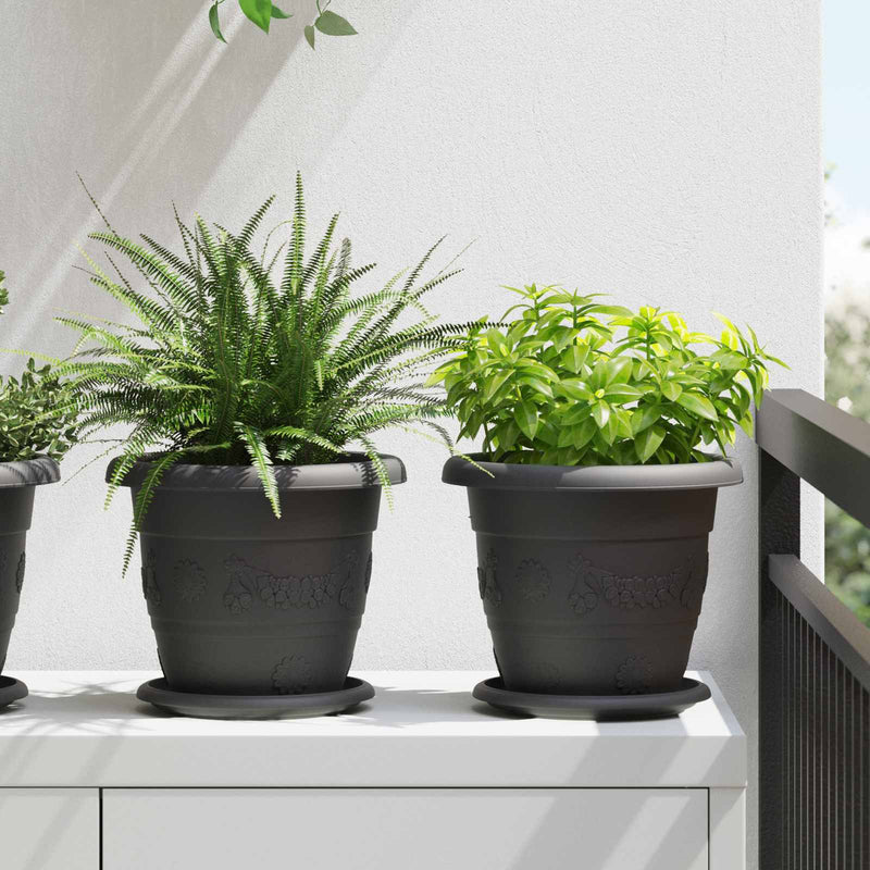 Load image into Gallery viewer, Vidaxl plantenpotten 6 pcs zwart ø 26 x 21.5 cm kunststof
