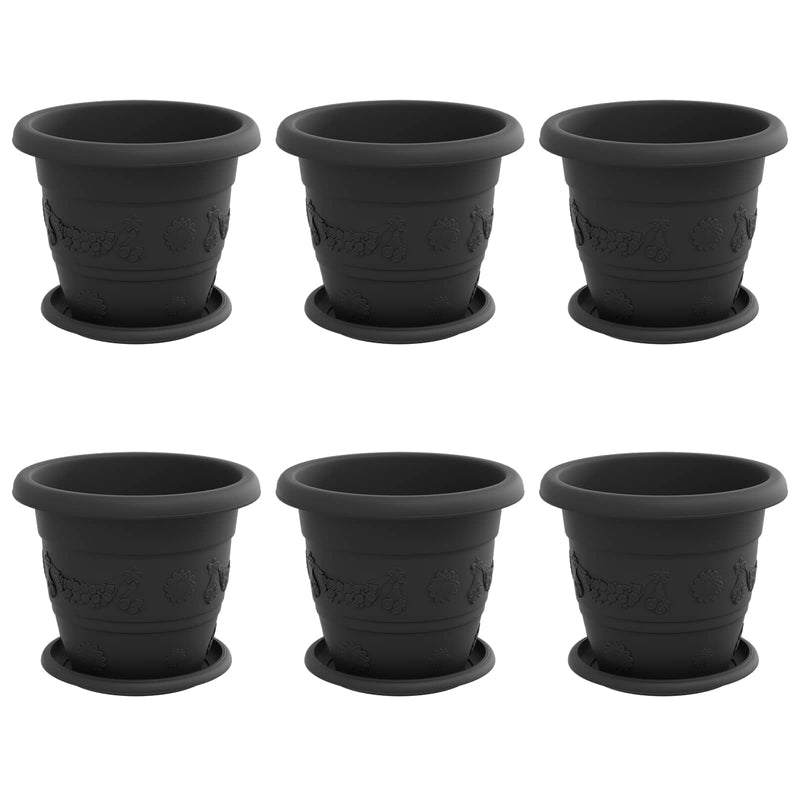 Load image into Gallery viewer, Vidaxl plantenpotten 6 pcs zwart ø 26 x 21.5 cm kunststof
