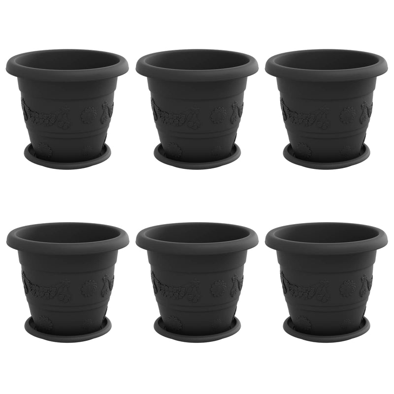 Load image into Gallery viewer, Vidaxl plantenpotten 6 pcs zwart ø 26 x 21.5 cm kunststof
