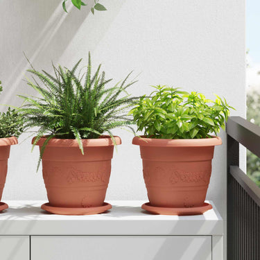 Vidaxl plantenpotten 24 pcs baksteenrood ø 26 x 21.5 cm kunststof