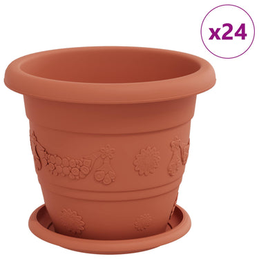 Vidaxl plantenpotten 24 pcs baksteenrood ø 26 x 21.5 cm kunststof