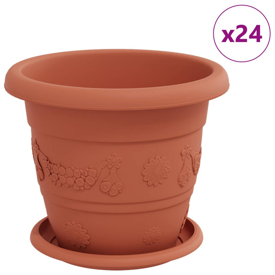 Vidaxl plantenpotten 24 pcs baksteenrood ø 26 x 21.5 cm kunststof