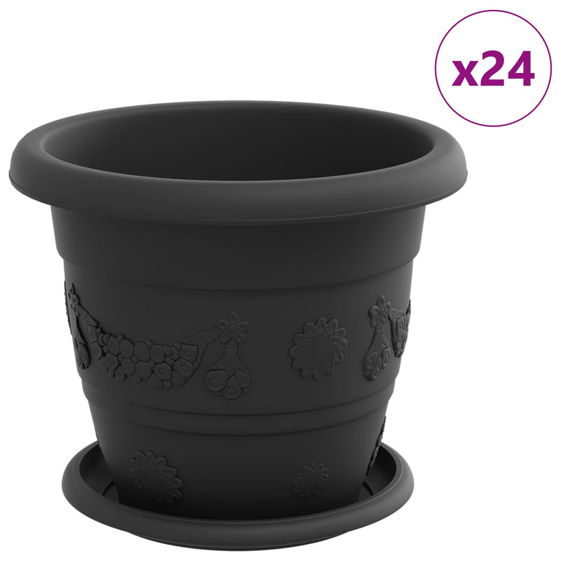 Load image into Gallery viewer, Vidaxl plantenpotten 24 pcs zwart ø 26 x 21.5 cm kunststof
