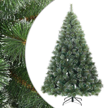 Vidaxl kunst kerstboom met geveerde takken, sneeuw bedekt groen 180 cm