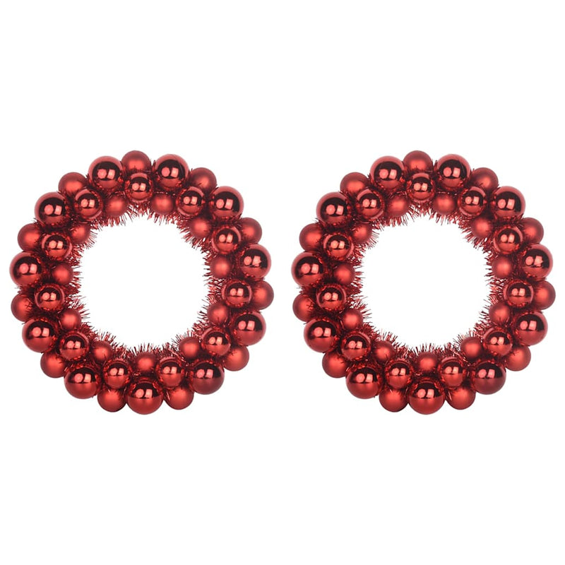 Load image into Gallery viewer, Vidaxl kerstbal kransen 2 pcs rood 33 x 33 x 7 cm polystyreen
