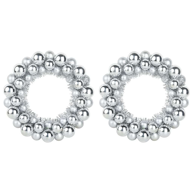 Load image into Gallery viewer, Vidaxl kerstbal kransen 2 pcs zilver 33 x 33 x 7 cm polystyreen
