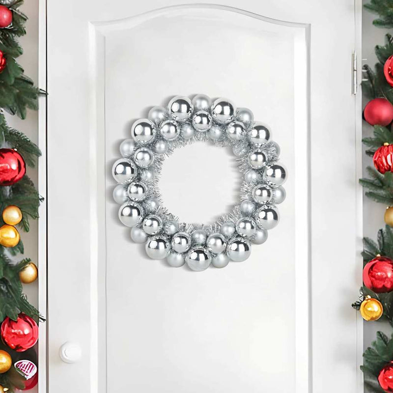 Load image into Gallery viewer, Vidaxl kerstbal kransen 2 pcs zilver 33 x 33 x 7 cm polystyreen
