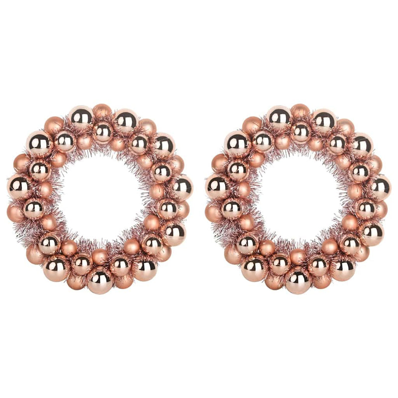 Load image into Gallery viewer, Vidaxl kerstbal kransen 2 pcs rose gold 33 x 33 x 7 cm polystyreen
