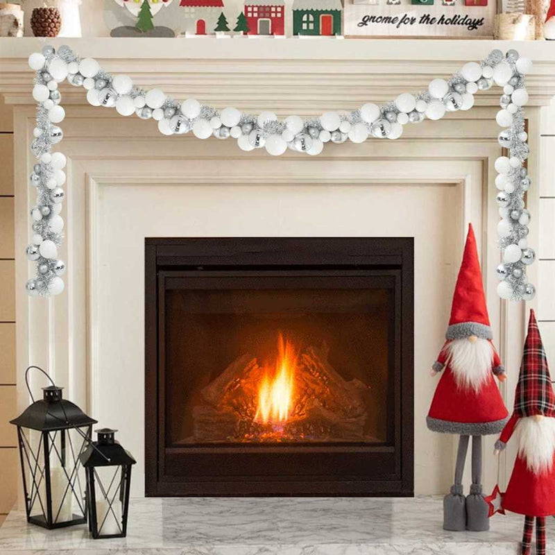 Load image into Gallery viewer, Vidaxl kerstbal guirlande wit en zilver 186 cm polystyreen
