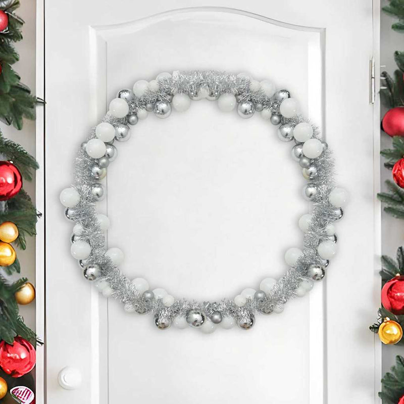 Load image into Gallery viewer, Vidaxl kerstbal guirlande wit en zilver 186 cm polystyreen
